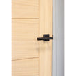 Load image into Gallery viewer, Matt Black Brompton Lever Door Handle on Rose Set (Square) In situ