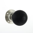 Load image into Gallery viewer, Old English Whitby Ebony Wood Reeded Mortice Knob on 60mm Face Fix Rose - Polished Nickel