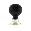Load image into Gallery viewer, Old English Whitby Ebony Wood Reeded Mortice Knob on 60mm Face Fix Rose - Polished Nickel