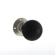 Load image into Gallery viewer, Old English Whitby Ebony Wood Reeded Mortice Knob on 60mm Face Fix Rose - Satin Nickel