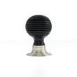 Load image into Gallery viewer, Old English Whitby Ebony Wood Reeded Mortice Knob on 60mm Face Fix Rose - Satin Nickel