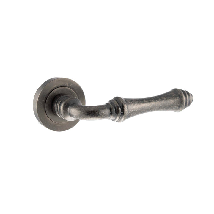 Old English Durham Lever on Round Rose - Distressed Silver
