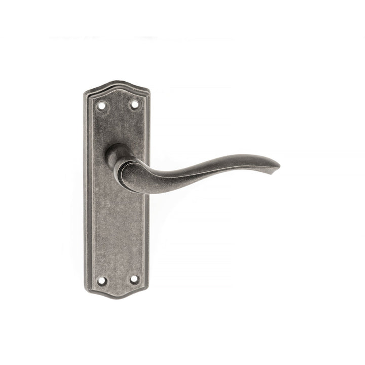 Old English Warwick Latch Lever on Backplate - Distressed Silver