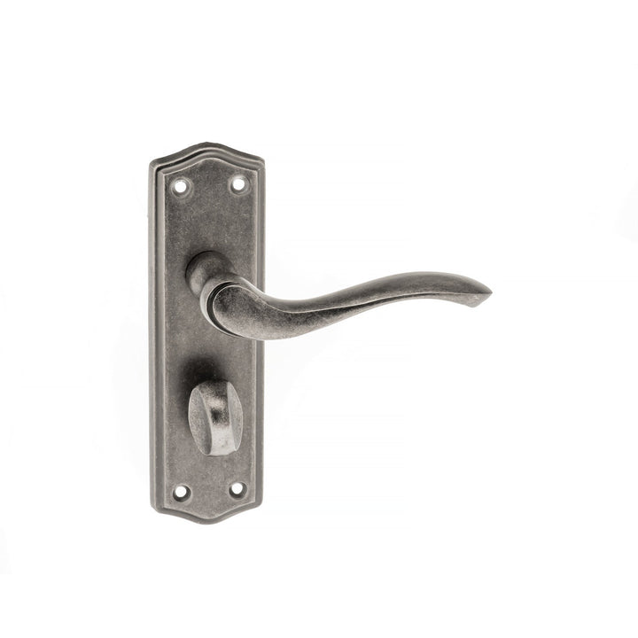 Old English Warwick WC Lever on Backplate Distressed Silver
