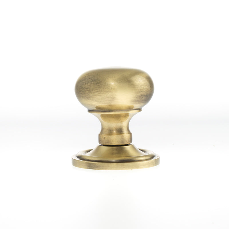 Side_Old English Harrogate Solid Brass Mushroom Mortice Knob on Concealed Fix Rose - Antique Brass