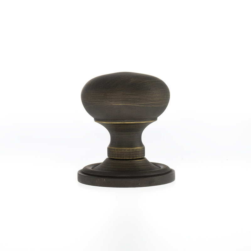 Old English Harrogate Solid Brass Mushroom Mortice Knob on Concealed Fix Rose - Urban Bronze