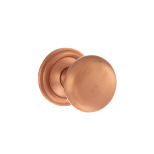 Old English Harrogate Solid Brass Mushroom Mortice Knob on Concealed Fix Rose - Urban Satin Copper