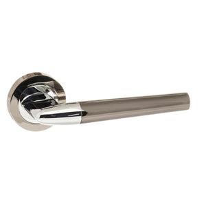 Status Tennessee Lever on Round Rose - Black Nickel/Polished Chrome