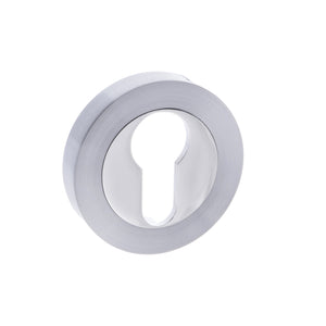 Status Euro Escutcheon on Round Rose - Satin Chrome/Polished Chrome_YorkshireArchitecturalHardware