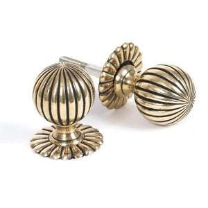 Aged Brass Flower Mortice Knob Setin our Door Knobs collection by From The Anvil. Available to buy at Yorkshire Architectural Hardware