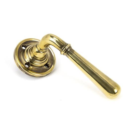 Aged Brass Newbury Lever on Rosein our Lever Handles collection by From The Anvil. Available to buy at Yorkshire Architectural Hardware