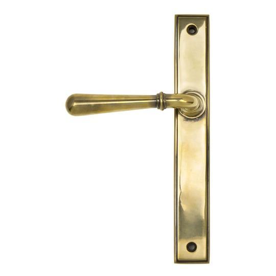 Aged Brass Newbury Slimline Lever Latch Setin our Lever Handles collection by From The Anvil. Available to buy at Yorkshire Architectural Hardware