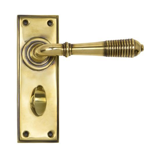 Aged Brass Reeded Lever Bathroom Setin our Lever Handles collection by From The Anvil. Available to buy at Yorkshire Architectural Hardware
