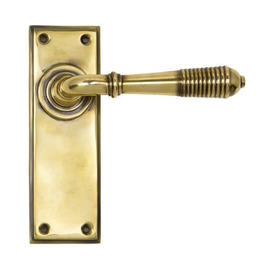Aged Brass Reeded Lever Latch Setin our Lever Handles collection by From The Anvil. Available to buy at Yorkshire Architectural Hardware