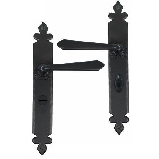 Black Cromwell Sprung Lever Bathroom Setin our Lever Handles collection by From The Anvil. Available to buy at Yorkshire Architectural Hardware
