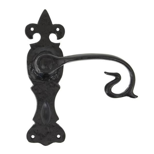 Black Curly Lever Bathroom Setin our Lever Handles collection by From The Anvil. Available to buy at Yorkshire Architectural Hardware