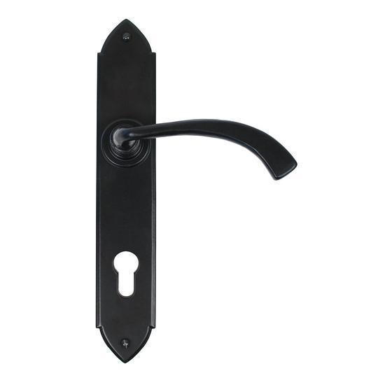 Black Gothic Curved Espag. Lock Setin our Lever Handles collection by From The Anvil. Available to buy at Yorkshire Architectural Hardware