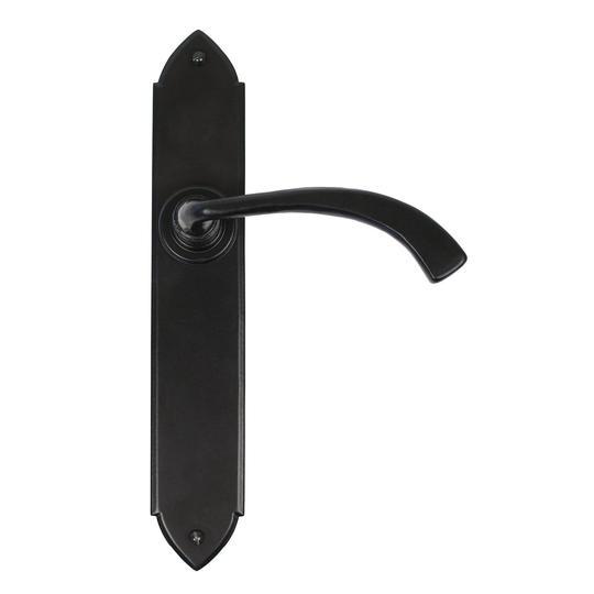 Black Gothic Curved Sprung Lever Latch Setin our Lever Handles collection by From The Anvil. Available to buy at Yorkshire Architectural Hardware