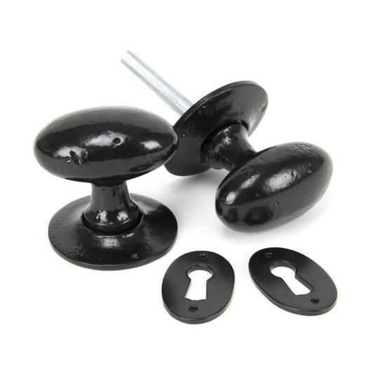 Black Oval Mortice/Rim Knob Setin our Door Knobs collection by From The Anvil. Available to buy at Yorkshire Architectural Hardware