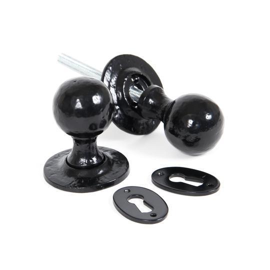 Black Round Mortice/Rim Knob Setin our Door Knobs collection by From The Anvil. Available to buy at Yorkshire Architectural Hardware