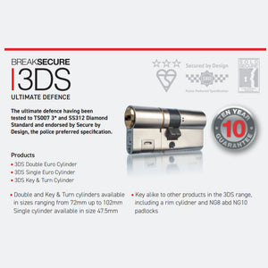 Breaksecure 3DS Euro Profile Cylinders Single Sided