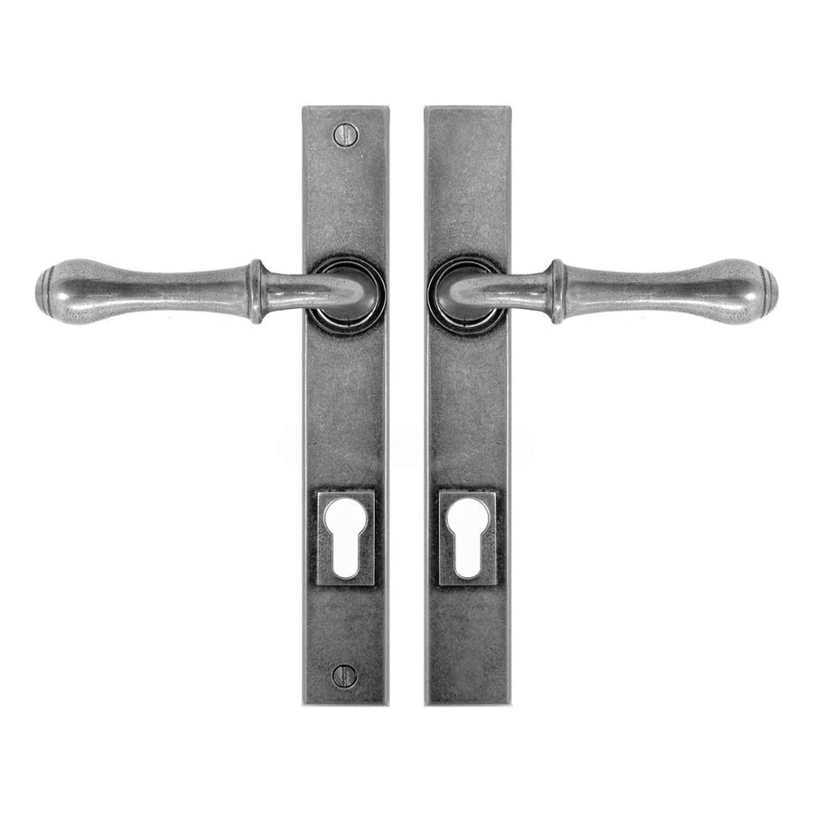 Derwent Pewter Multipoint Door Lever Lock/Entry Backplate (Unsprung)