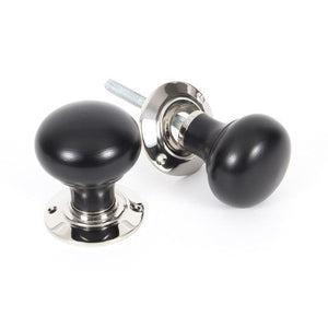 Ebony & Polished Nickel Bun Mortice/Rim Knob Setin our Door Knobs collection by From The Anvil. Available to buy at Yorkshire Architectural Hardware