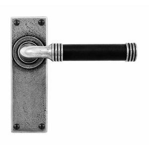 Jarrow Black Leather And Pewter Lever Handle On Latch Backplate (Sprung)