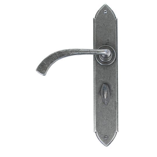 Pewter Gothic Curved Sprung Lever Bathroom Setin our Lever Handles collection by From The Anvil. Available to buy at Yorkshire Architectural Hardware
