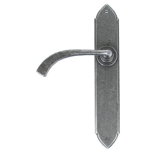 Pewter Gothic Curved Sprung Lever Latch Setin our Lever Handles collection by From The Anvil. Available to buy at Yorkshire Architectural Hardware