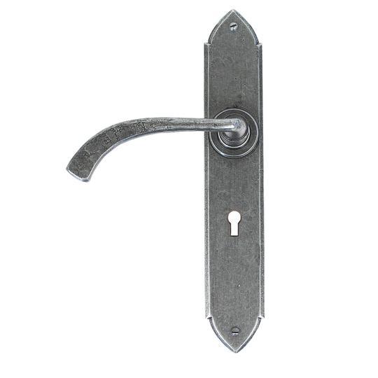 Pewter Gothic Curved Sprung Lever Lock Setin our Lever Handles collection by From The Anvil. Available to buy at Yorkshire Architectural Hardware