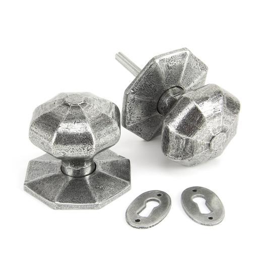 Pewter Octagonal Mortice/Rim Knob Set - Largein our Door Knobs collection by From The Anvil. Available to buy at Yorkshire Architectural Hardware