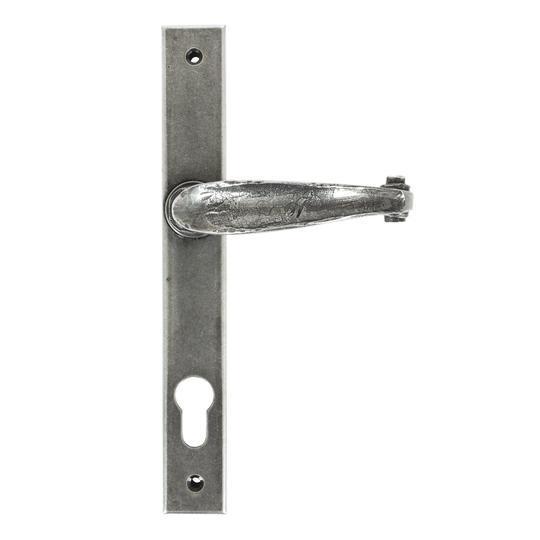 Pewter Patina Cottage Slimline Lever Espag. Lock Setin our Lever Handles collection by From The Anvil. Available to buy at Yorkshire Architectural Hardware