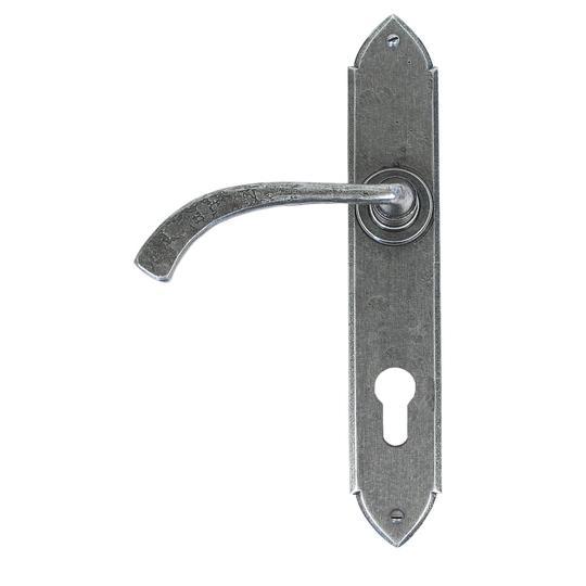 Pewter Patina Gothic Curved Espag. Lock Setin our Lever Handles collection by From The Anvil. Available to buy at Yorkshire Architectural Hardware
