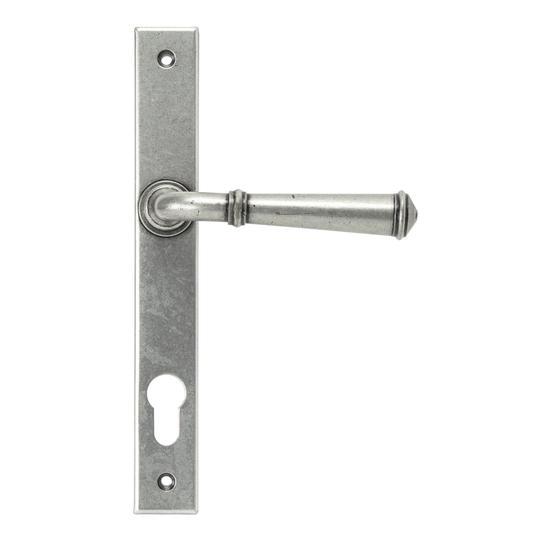 Pewter Regency Slimline Lever Espag Lock Setin our Lever Handles collection by From The Anvil. Available to buy at Yorkshire Architectural Hardware