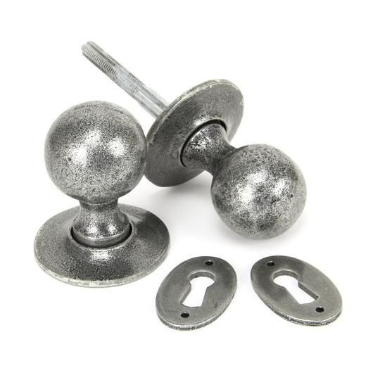 Pewter Round Mortice/Rim Knob Setin our Door Knobs collection by From The Anvil. Available to buy at Yorkshire Architectural Hardware