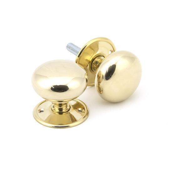 Polished Brass 57mm Mushroom Mortice/Rim Knob Setin our Door Knobs collection by From The Anvil. Available to buy at Yorkshire Architectural Hardware