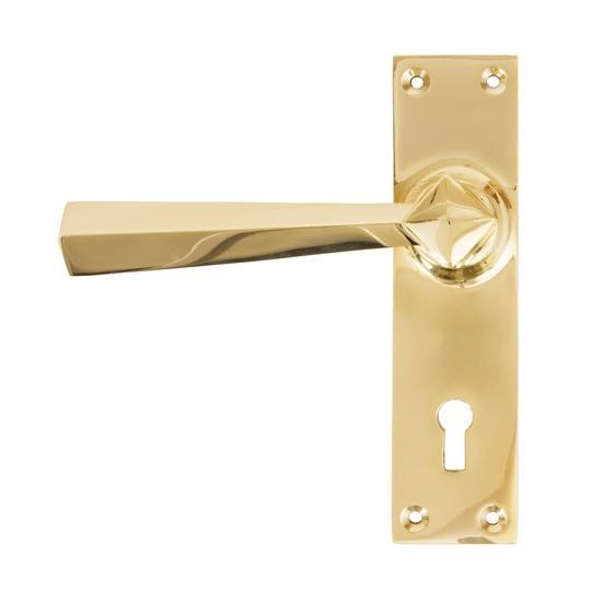 Polished Brass Straight Lever Lock Setin our Lever Handles collection by From The Anvil. Available to buy at Yorkshire Architectural Hardware