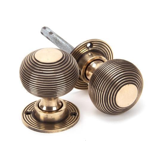 Polished Bronze Heavy Beehive Mortice/Rim Knob Setin our Door Knobs collection by From The Anvil. Available to buy at Yorkshire Architectural Hardware