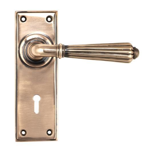 Polished Bronze Hinton Lever Lock Setin our Lever Handles collection by From The Anvil. Available to buy at Yorkshire Architectural Hardware