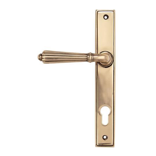 Polished Bronze Hinton Slimline Lever Espag. Lock Setin our Lever Handles collection by From The Anvil. Available to buy at Yorkshire Architectural Hardware