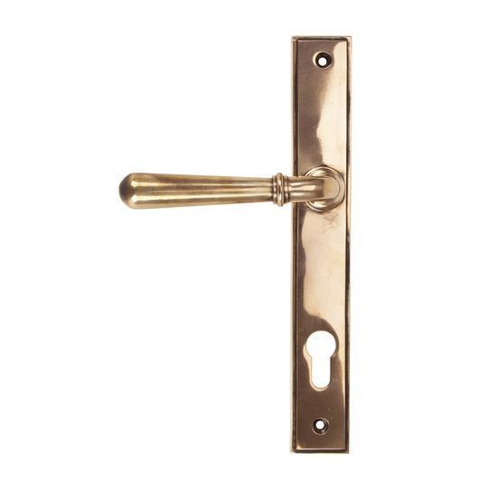Polished Bronze Newbury Slimline Lever Espag. Lock Setin our Lever Handles collection by From The Anvil. Available to buy at Yorkshire Architectural Hardware