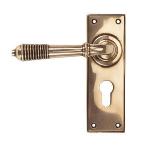 Polished Bronze Reeded Lever Euro Setin our Lever Handles collection by From The Anvil. Available to buy at Yorkshire Architectural Hardware