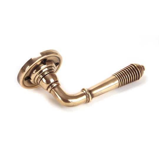 Polished Bronze Reeded Lever on Rose Setin our Lever Handles collection by From The Anvil. Available to buy at Yorkshire Architectural Hardware