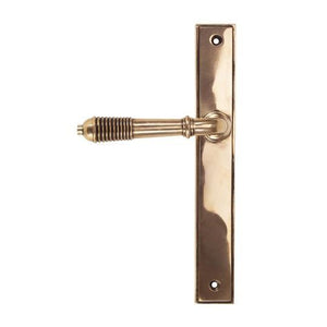 Polished Bronze Reeded Slimline Lever Latchin our Lever Handles collection by From The Anvil. Available to buy at Yorkshire Architectural Hardware