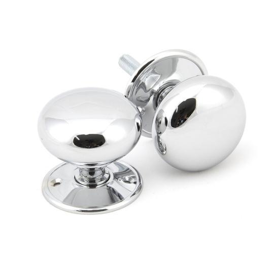 Polished Chrome 57mm Mushroom Mortice/Rim Knob Setin our Door Knobs collection by From The Anvil. Available to buy at Yorkshire Architectural Hardware