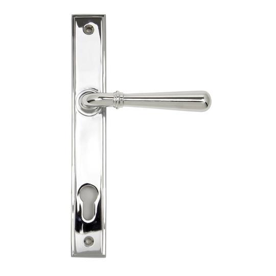 Polished Chrome Newbury Slimline Lever Espag. Lock Setin our Lever Handles collection by From The Anvil. Available to buy at Yorkshire Architectural Hardware