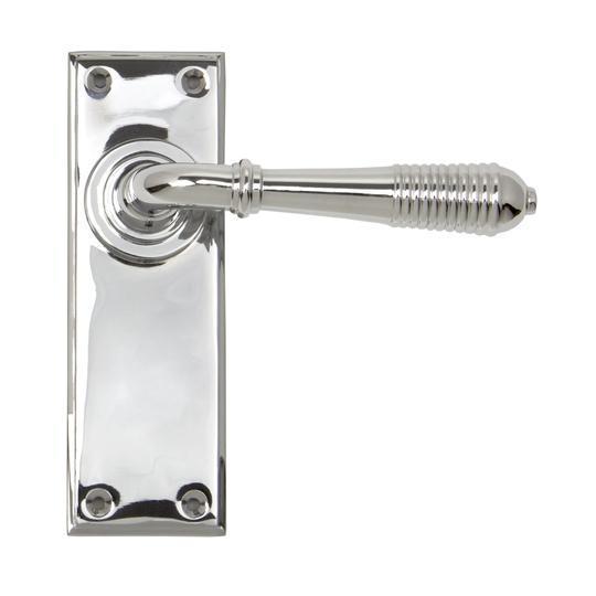 Polished Chrome Reeded Lever Latch Setin our Lever Handles collection by From The Anvil. Available to buy at Yorkshire Architectural Hardware