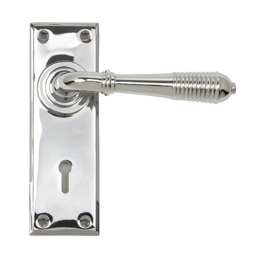 Polished Chrome Reeded Lever Lock Setin our Lever Handles collection by From The Anvil. Available to buy at Yorkshire Architectural Hardware