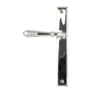 Polished Chrome Reeded Slimline Lever Latch Setin our Lever Handles collection by From The Anvil. Available to buy at Yorkshire Architectural Hardware